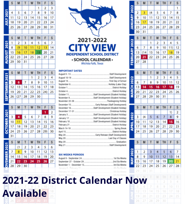20212022 District Calendar City View Independent School District